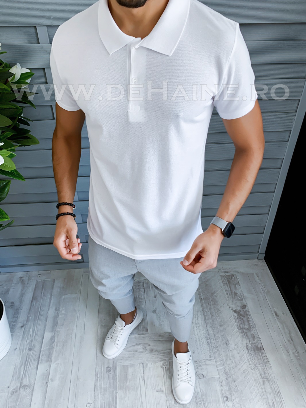 Tricou barbati alb slim fit b1719 p9